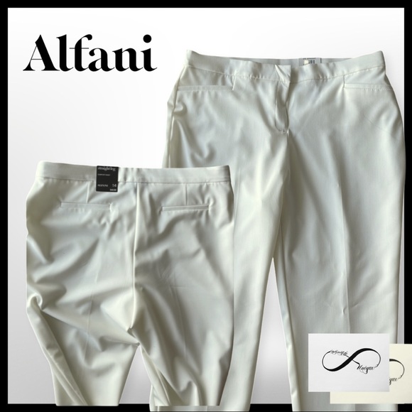Alfani Straight leg off white pants-14 - Picture 2 of 16